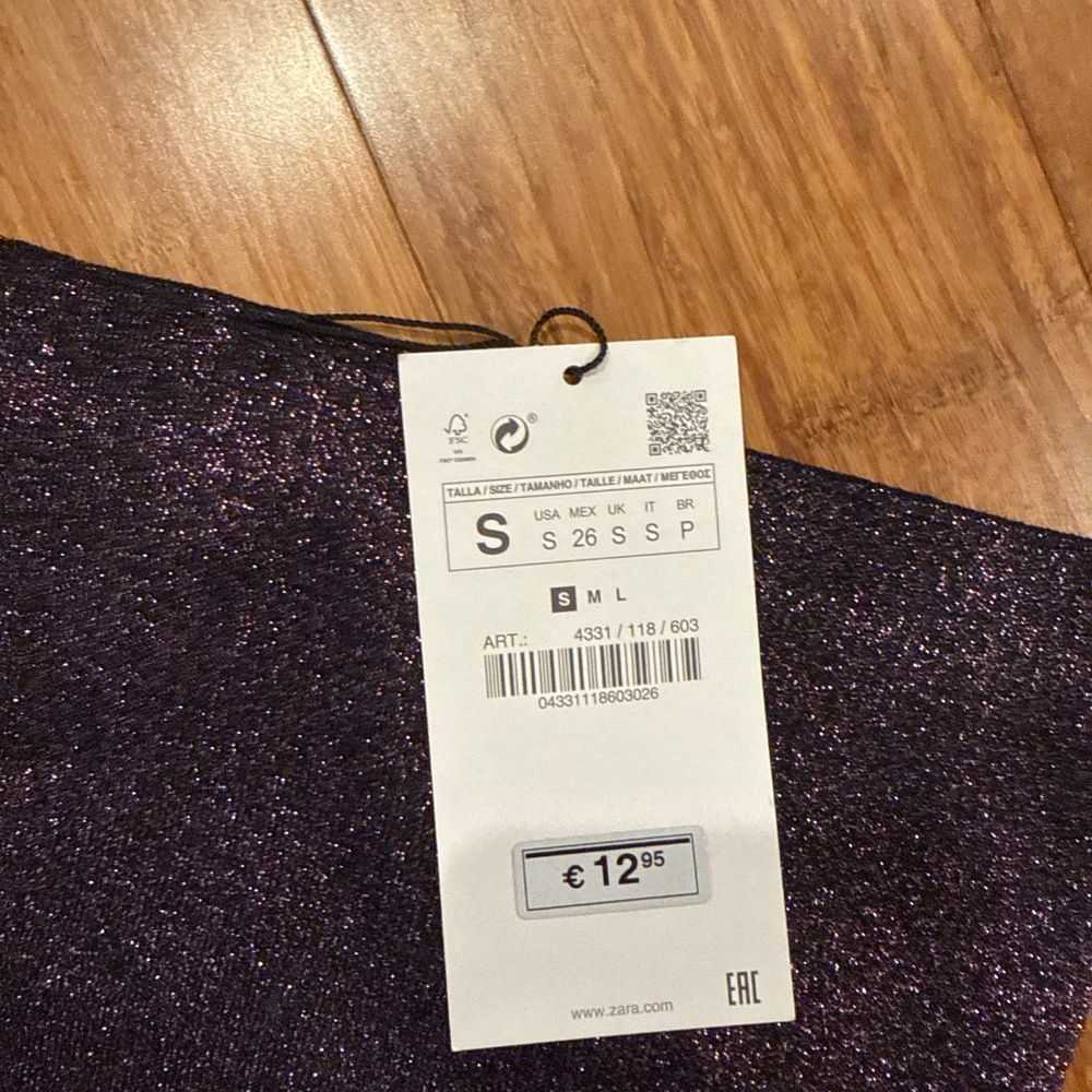 ZARA Purple Sparkly Bandeau CropTop - Picture 2 of 5